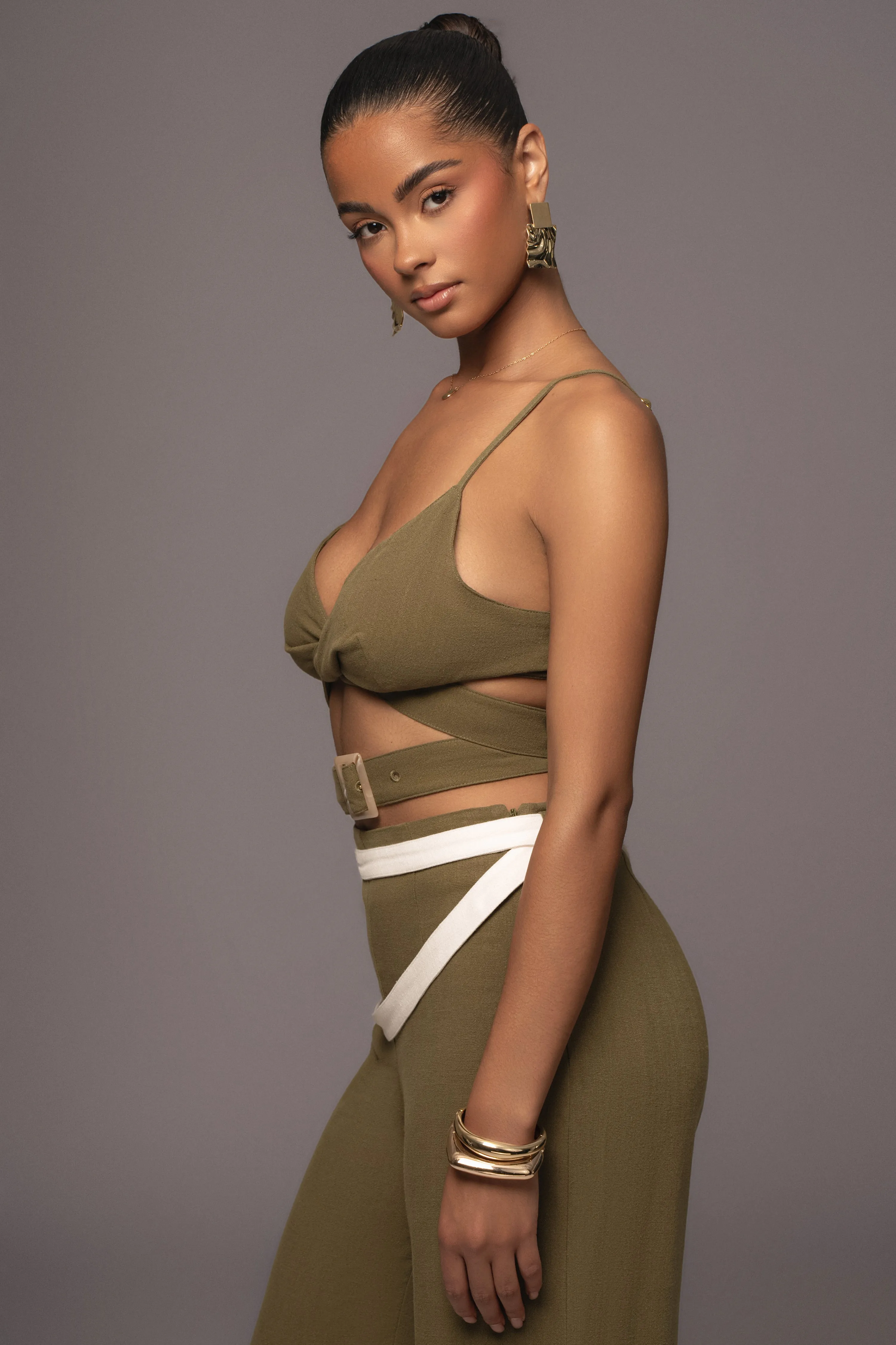 Olive Ocean Depths Linen Top sold by JLUXLABEL product image thumbnail 3