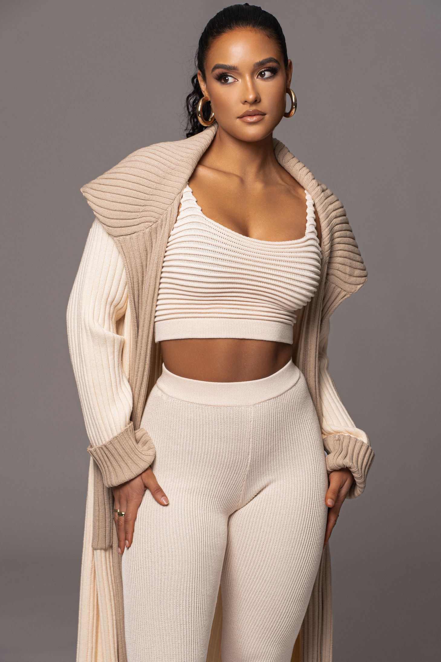 Ivory Carmela Rib Knit Cardigan sold by JLUXLABEL product image thumbnail 3