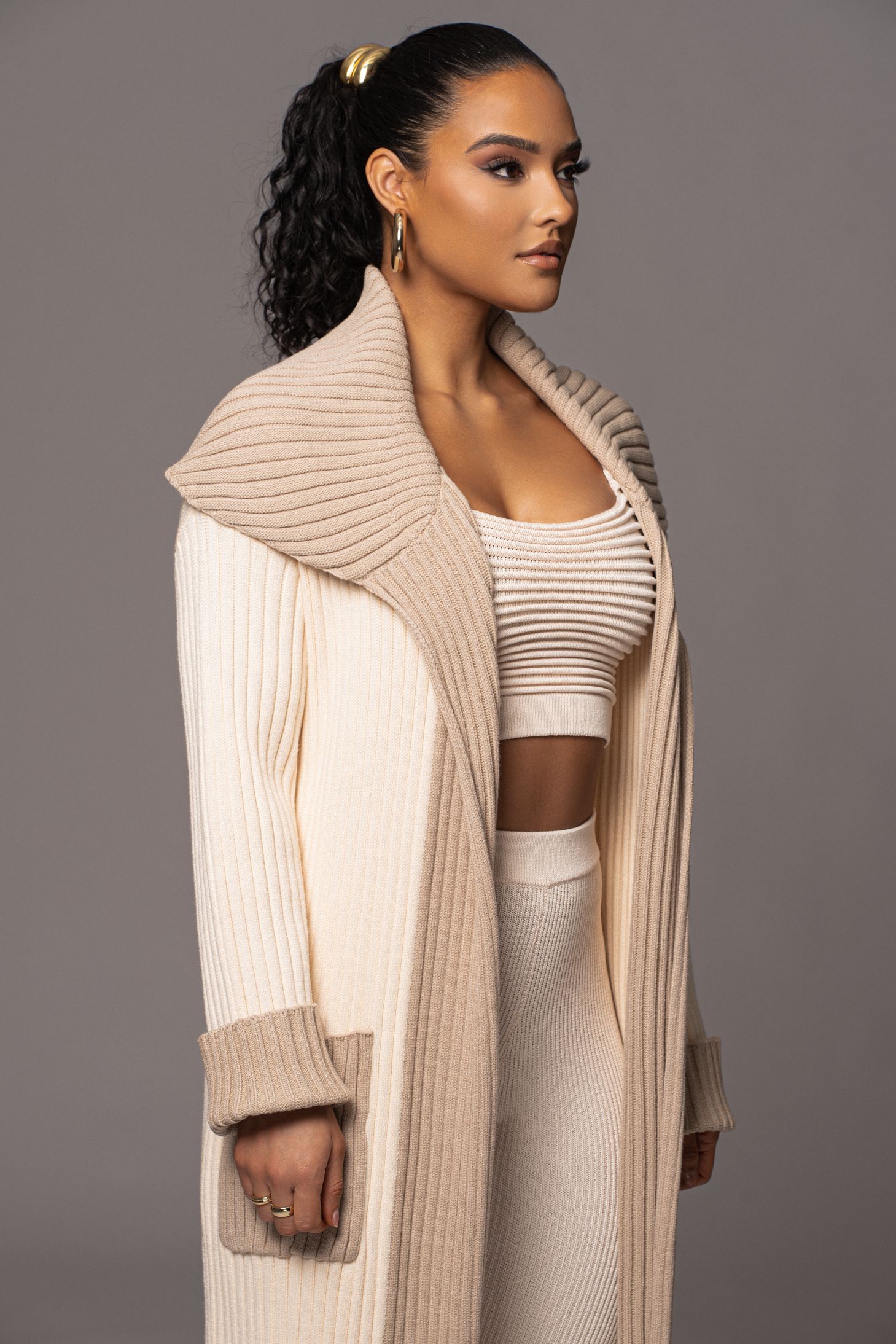 Ivory Carmela Rib Knit Cardigan sold by JLUXLABEL product image thumbnail 7