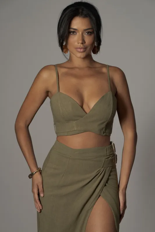 Olive Sunrise Linen Bustier sold by JLUXLABEL