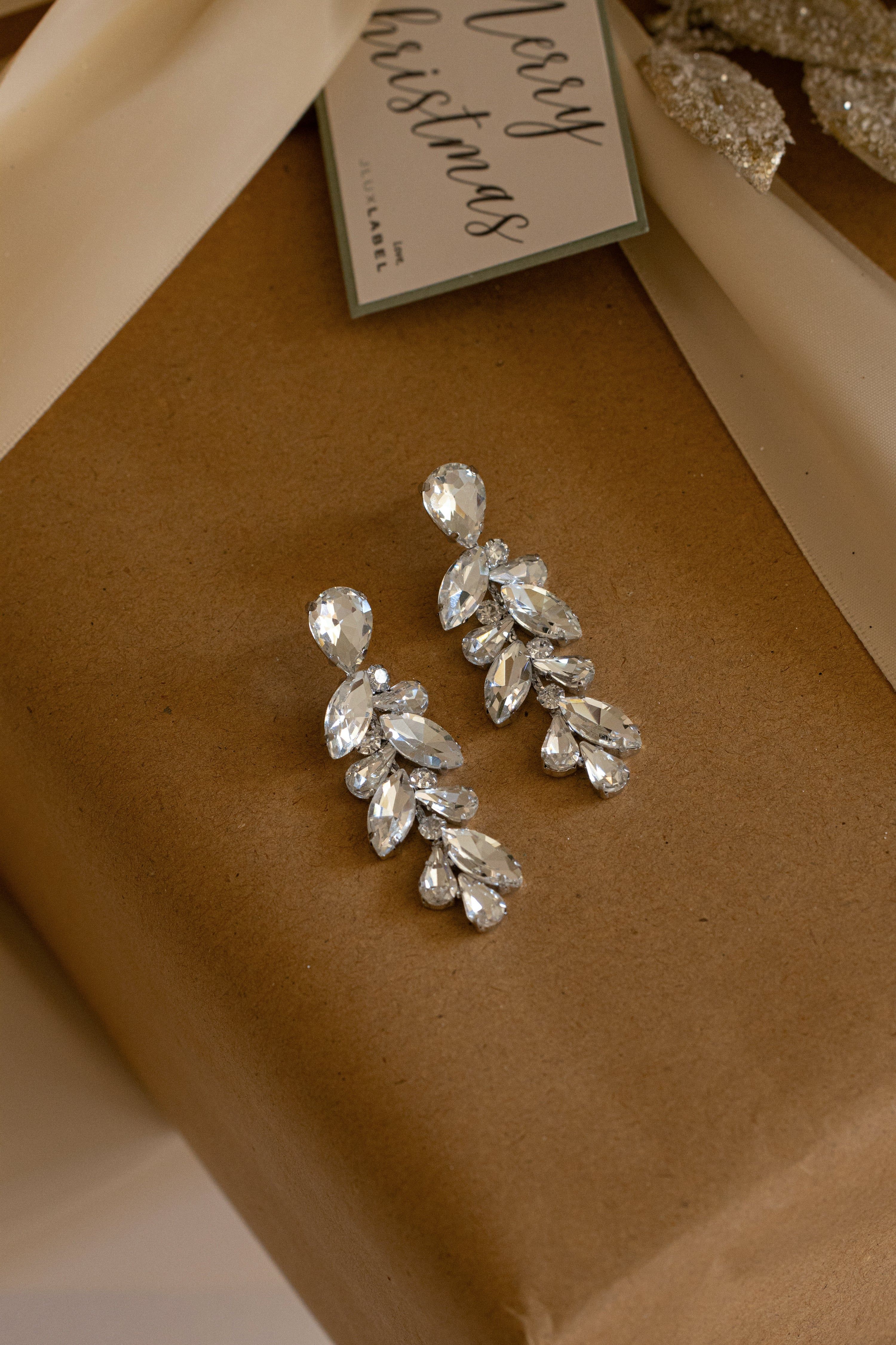 Silver Alexi Crystal Drop Earrings sold by JLUXLABEL