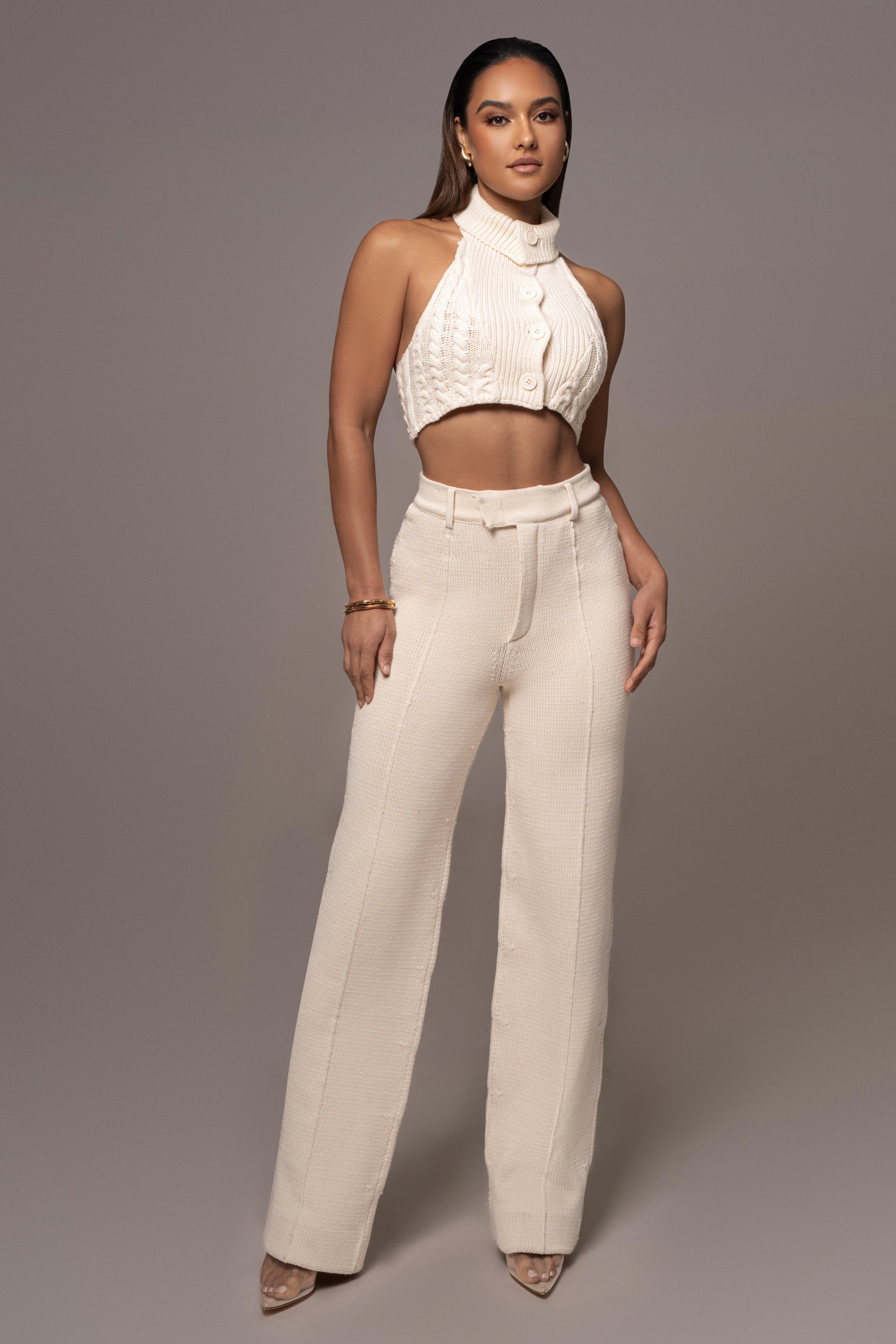 Ivory Collared Cable Knit Vest sold by JLUXLABEL product image thumbnail 4