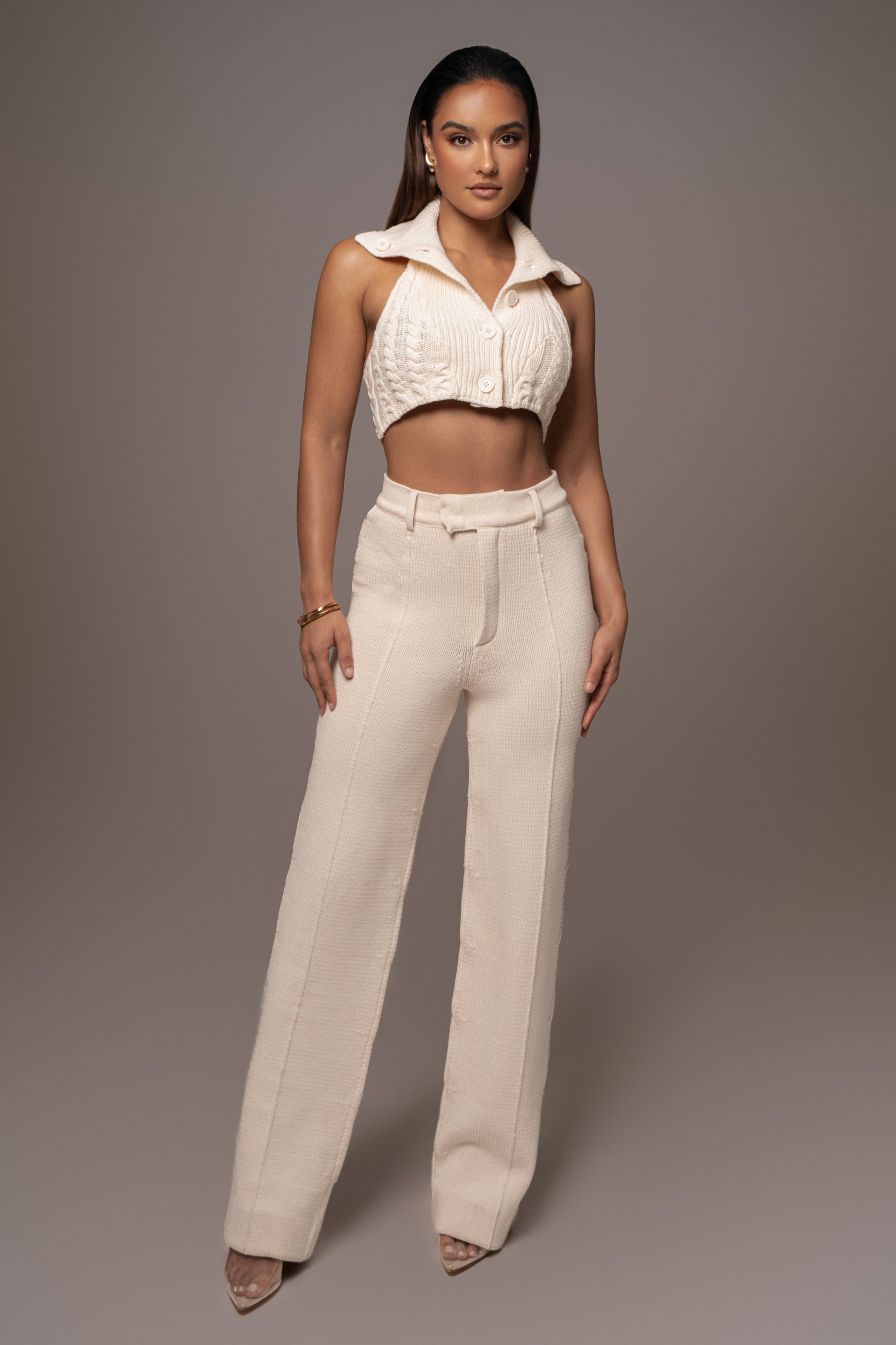 Ivory Collared Cable Knit Vest sold by JLUXLABEL product image thumbnail 2