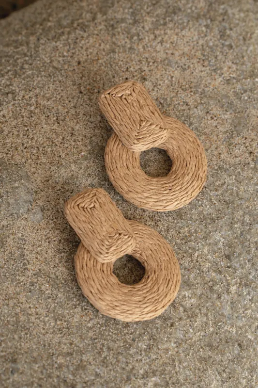 Natural Diosa Raffia Dangle Earrings sold by JLUXLABEL