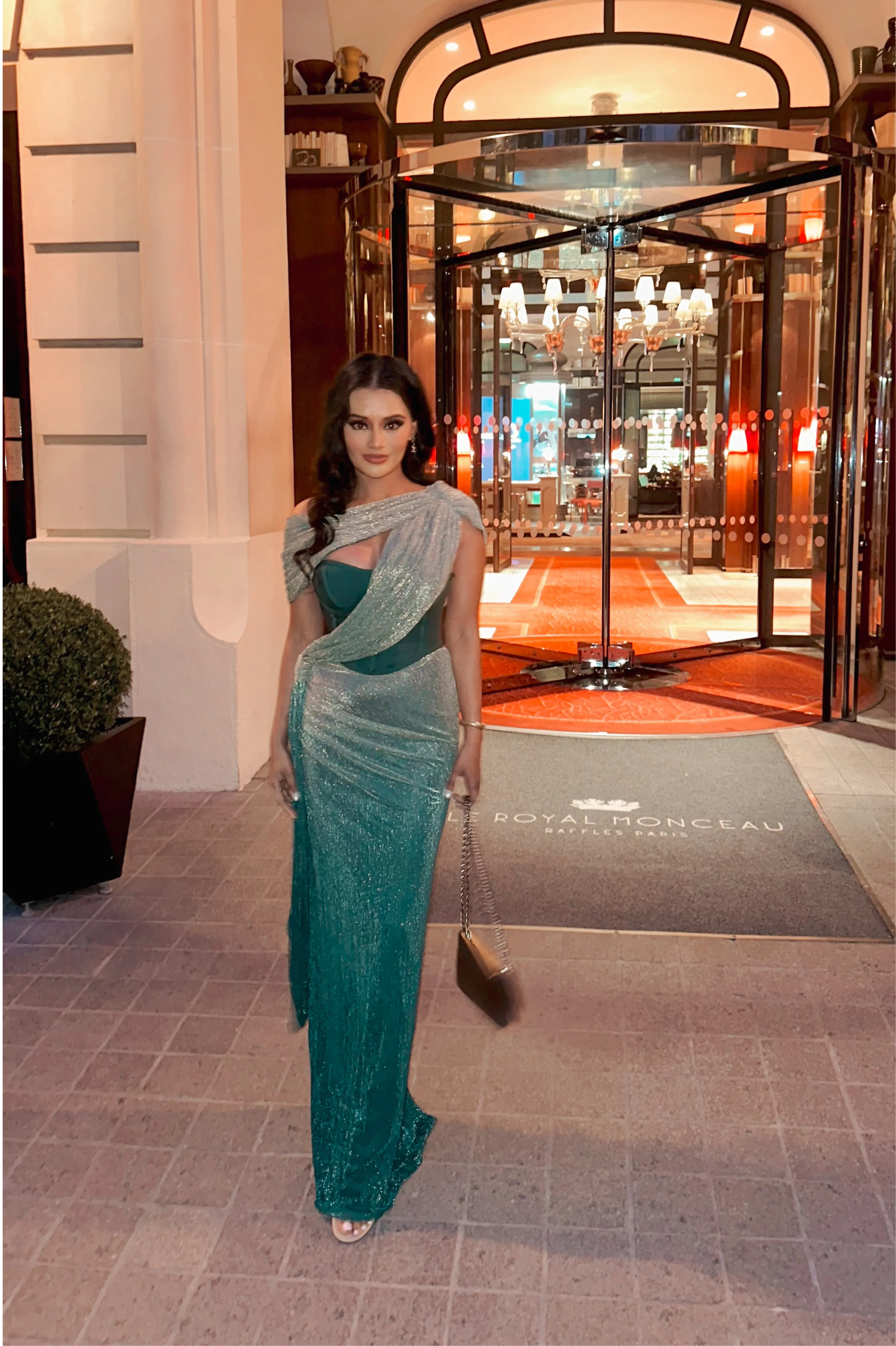 Green Celestina Draped Maxi Dress sold by JLUXLABEL product image thumbnail 4