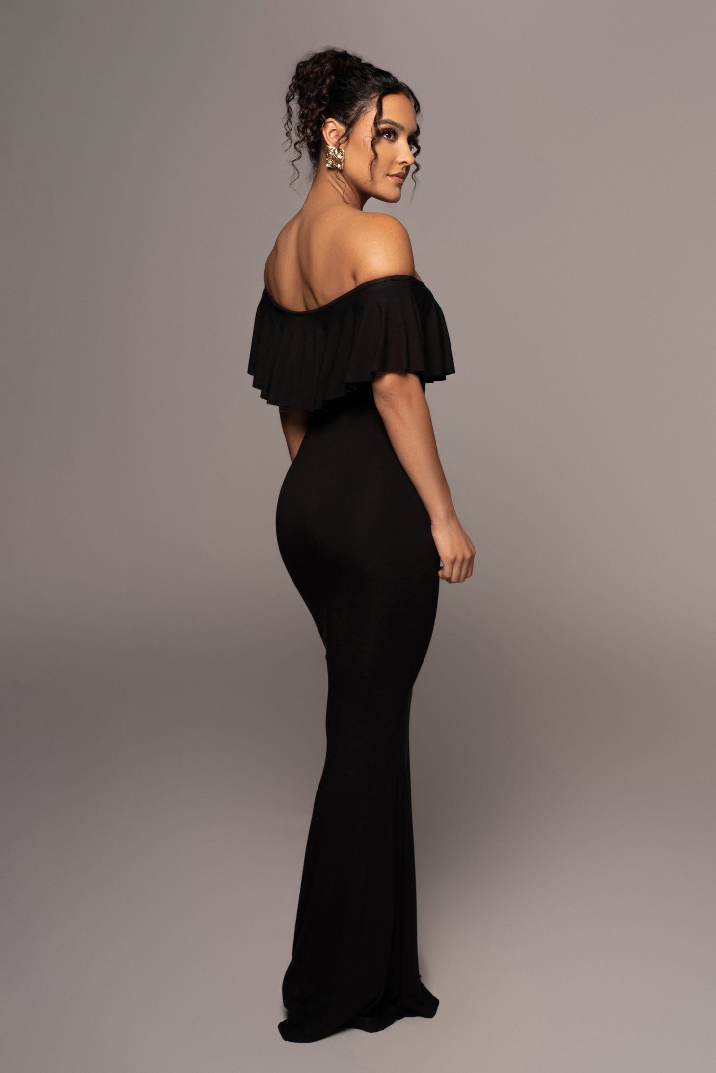 Black Estelle Ruffled Maxi Dress sold by JLUXLABEL product image thumbnail 5