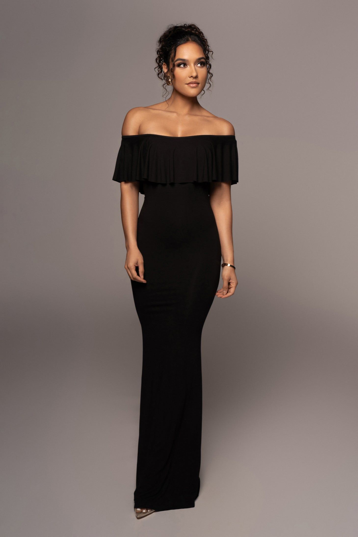 Black Estelle Ruffled Maxi Dress sold by JLUXLABEL product image thumbnail 3