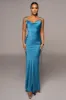 Blue Irresistible Satin Maxi Dress sold by JLUXLABEL