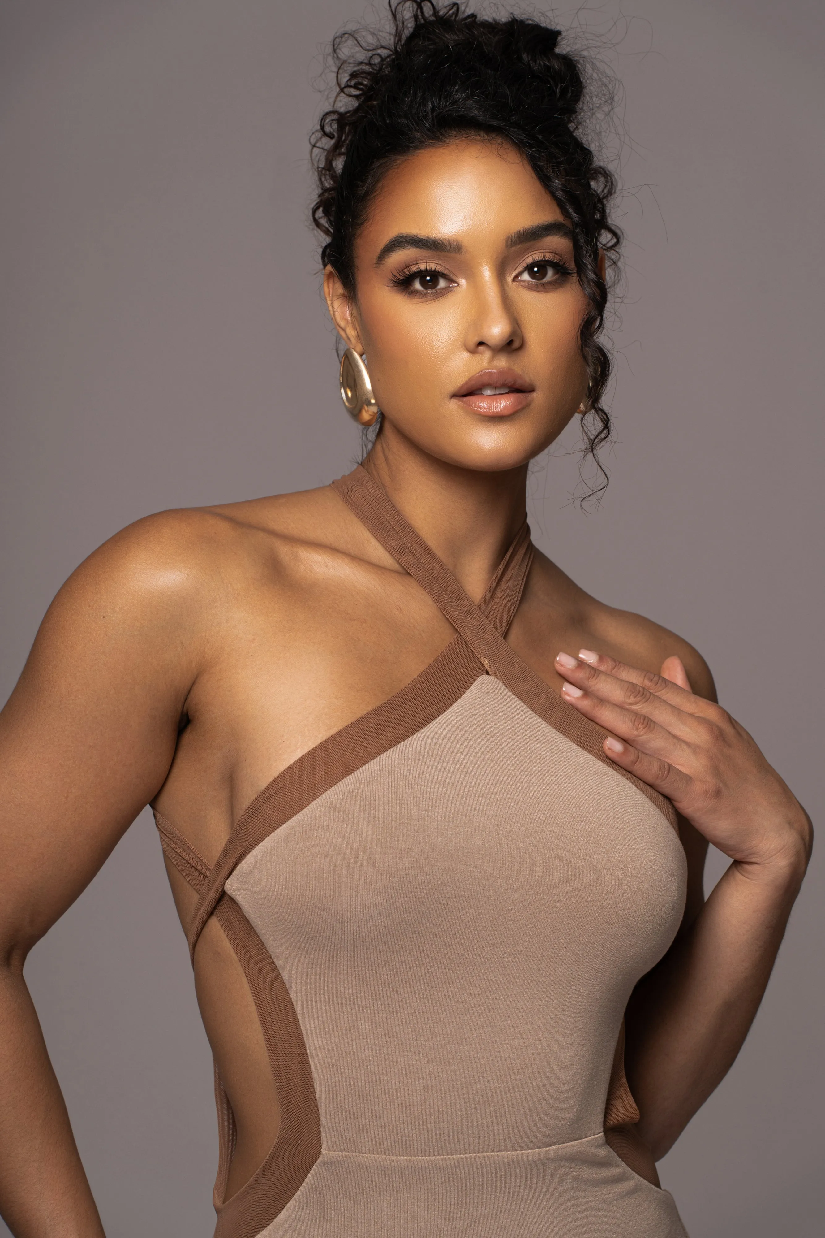 Beige Nights In Milan Maxi Dress sold by JLUXLABEL product image thumbnail 5