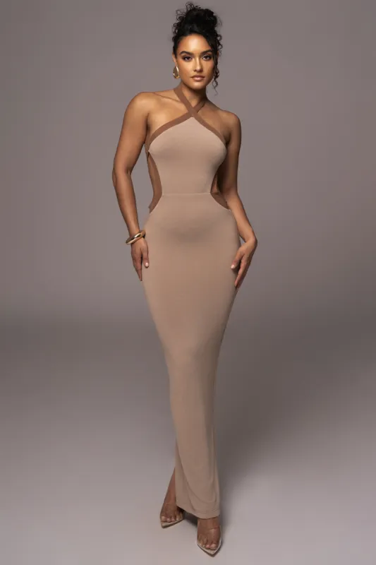 Beige Nights In Milan Maxi Dress sold by JLUXLABEL