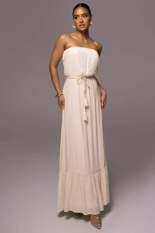 Beige Del Sol Linen Maxi Dress sold by JLUXLABEL