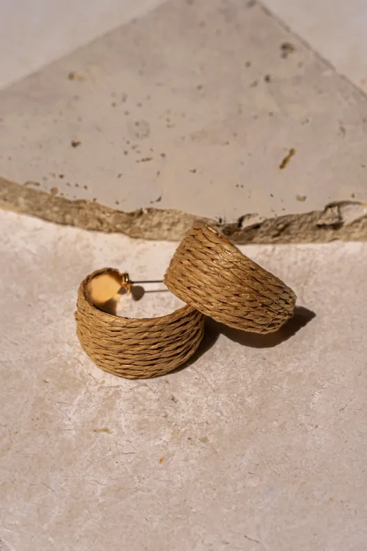 Tan Destino Open Hoop Earrings sold by JLUXLABEL