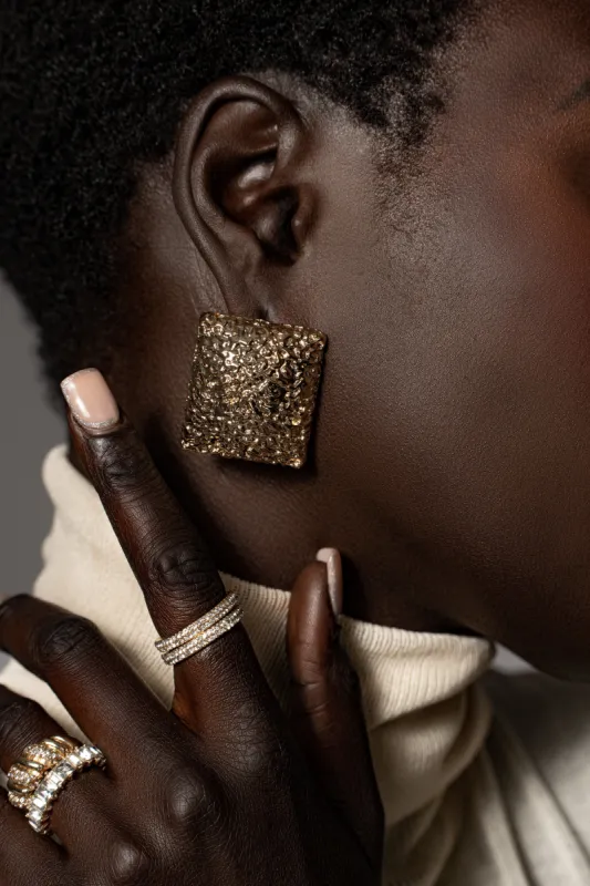 Gold Sea Textured Earrings sold by JLUXLABEL