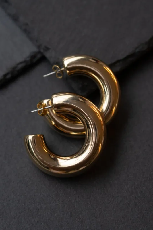 Gold Big City Hoop Earrings sold by JLUXLABEL