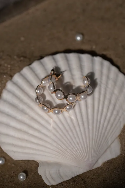 Gold Enchanted Pearl Hoops sold by JLUXLABEL