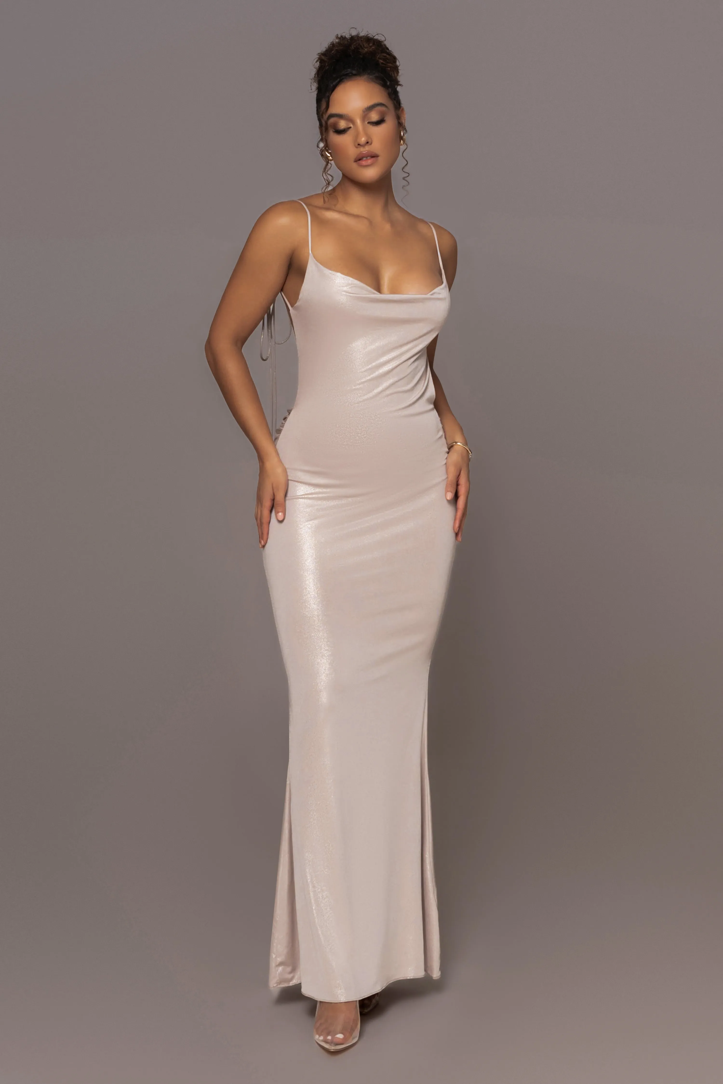 Champagne Heart of Gold Maxi Dress sold by JLUXLABEL product image thumbnail 3
