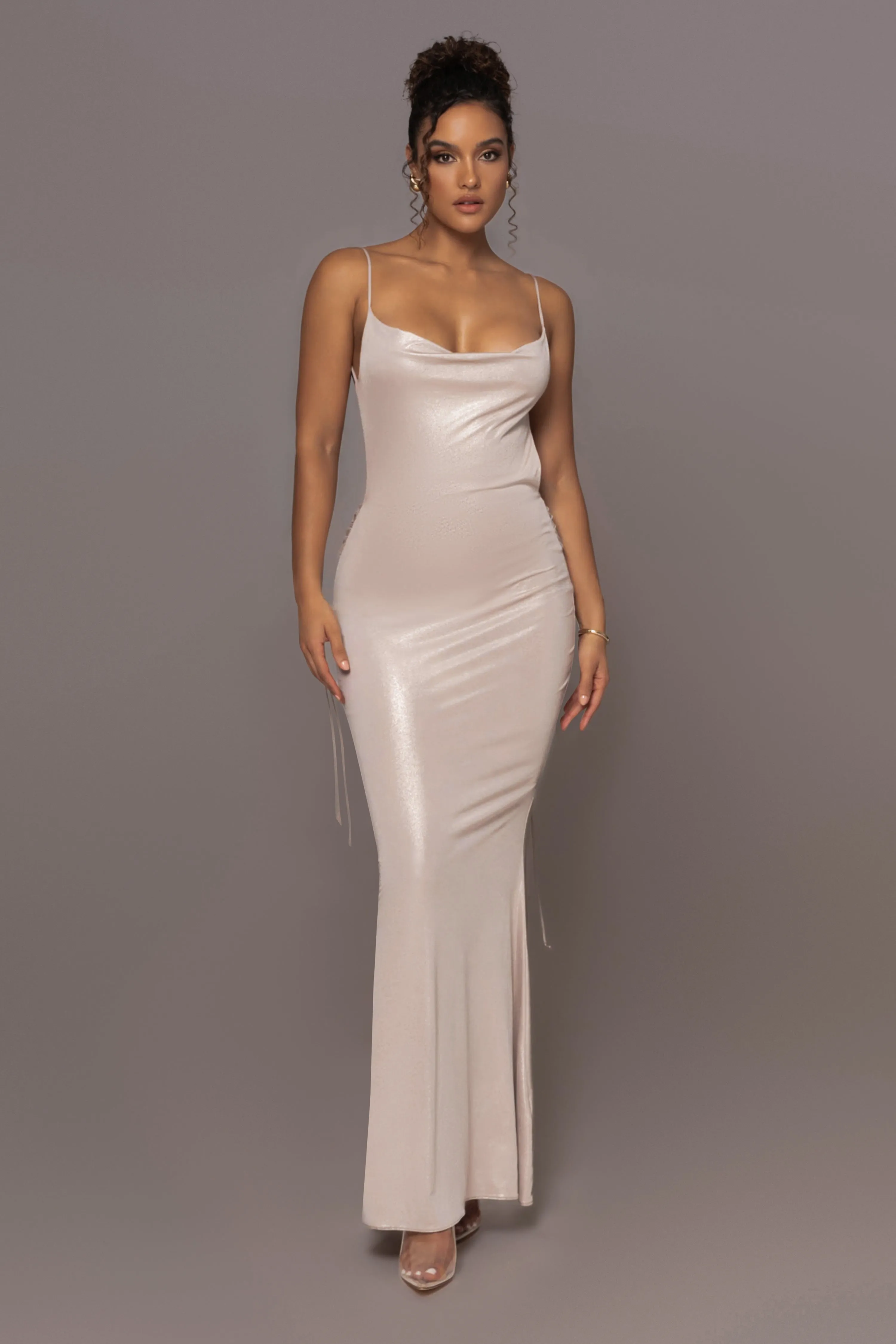 Champagne Heart of Gold Maxi Dress sold by JLUXLABEL