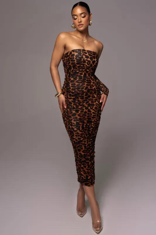 Leopard Into The Wild Shoulder Dress sold by JLUXLABEL