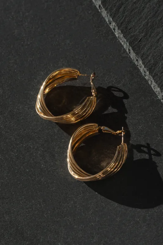 Gold Ria Hoop Earrings sold by JLUXLABEL