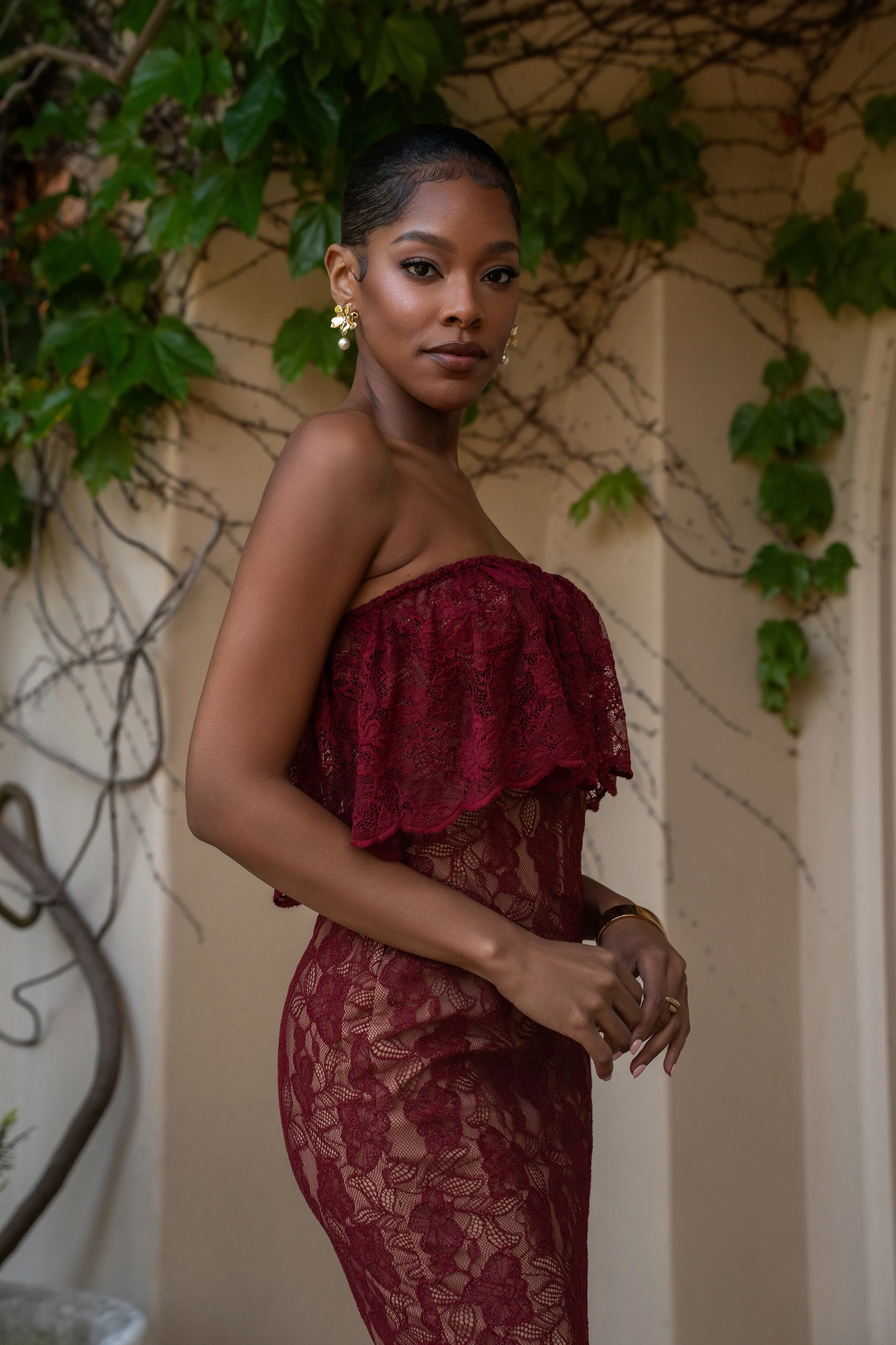 Red Fairytale Ending Lace Maxi Dress sold by JLUXLABEL product image thumbnail 4