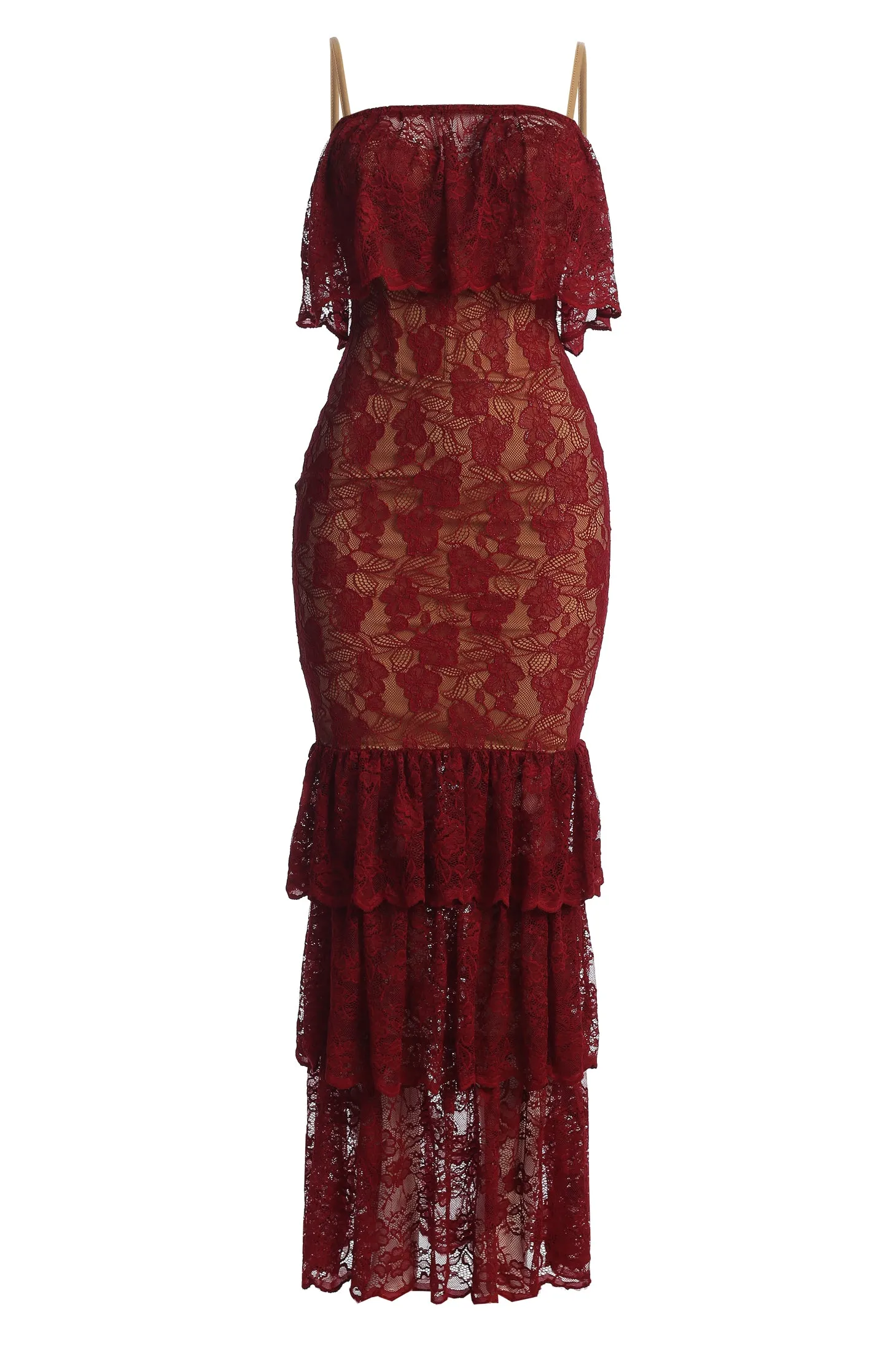 Red Fairytale Ending Lace Maxi Dress sold by JLUXLABEL product image thumbnail 2
