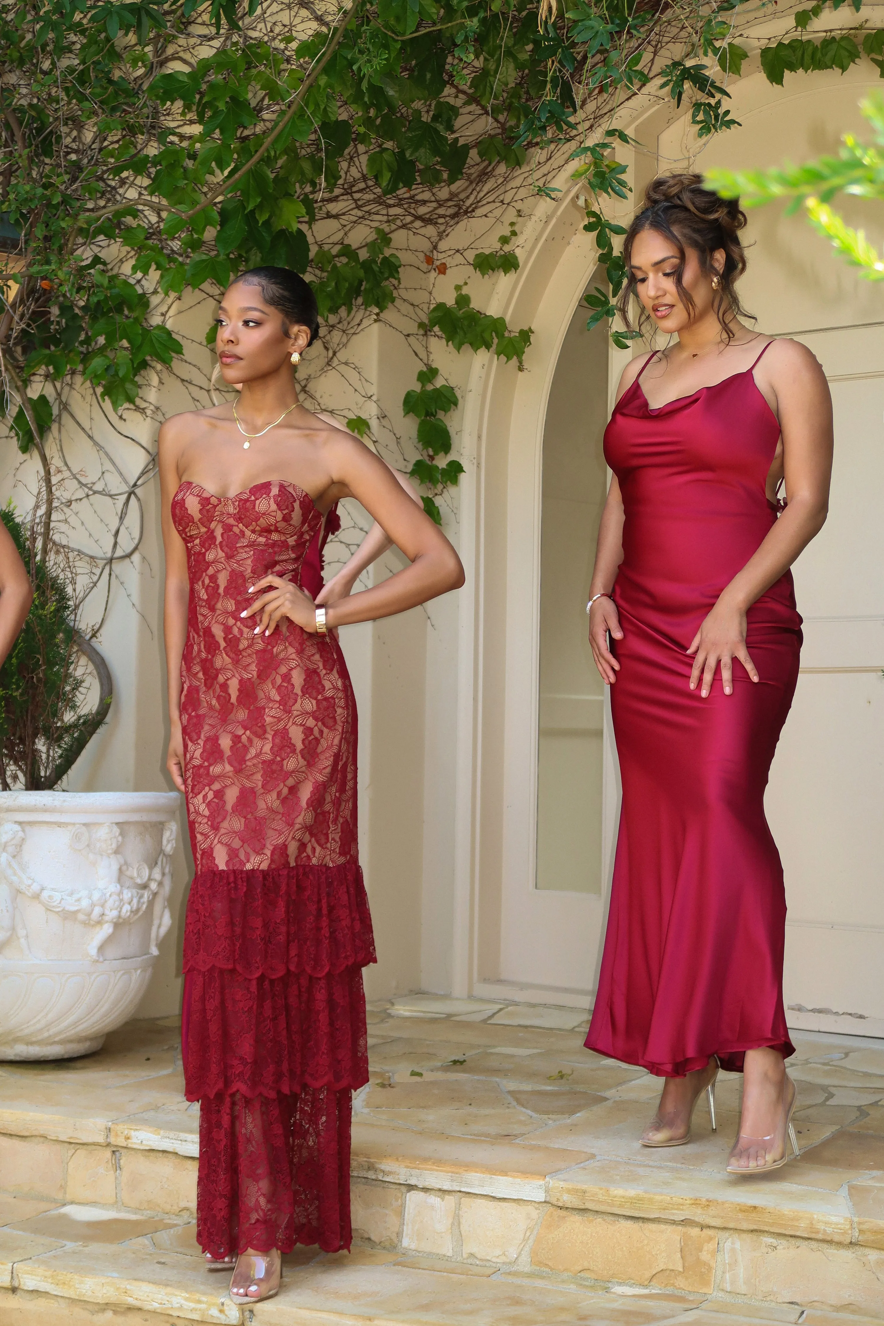 Red Fairytale Ending Lace Maxi Dress sold by JLUXLABEL product image thumbnail 5