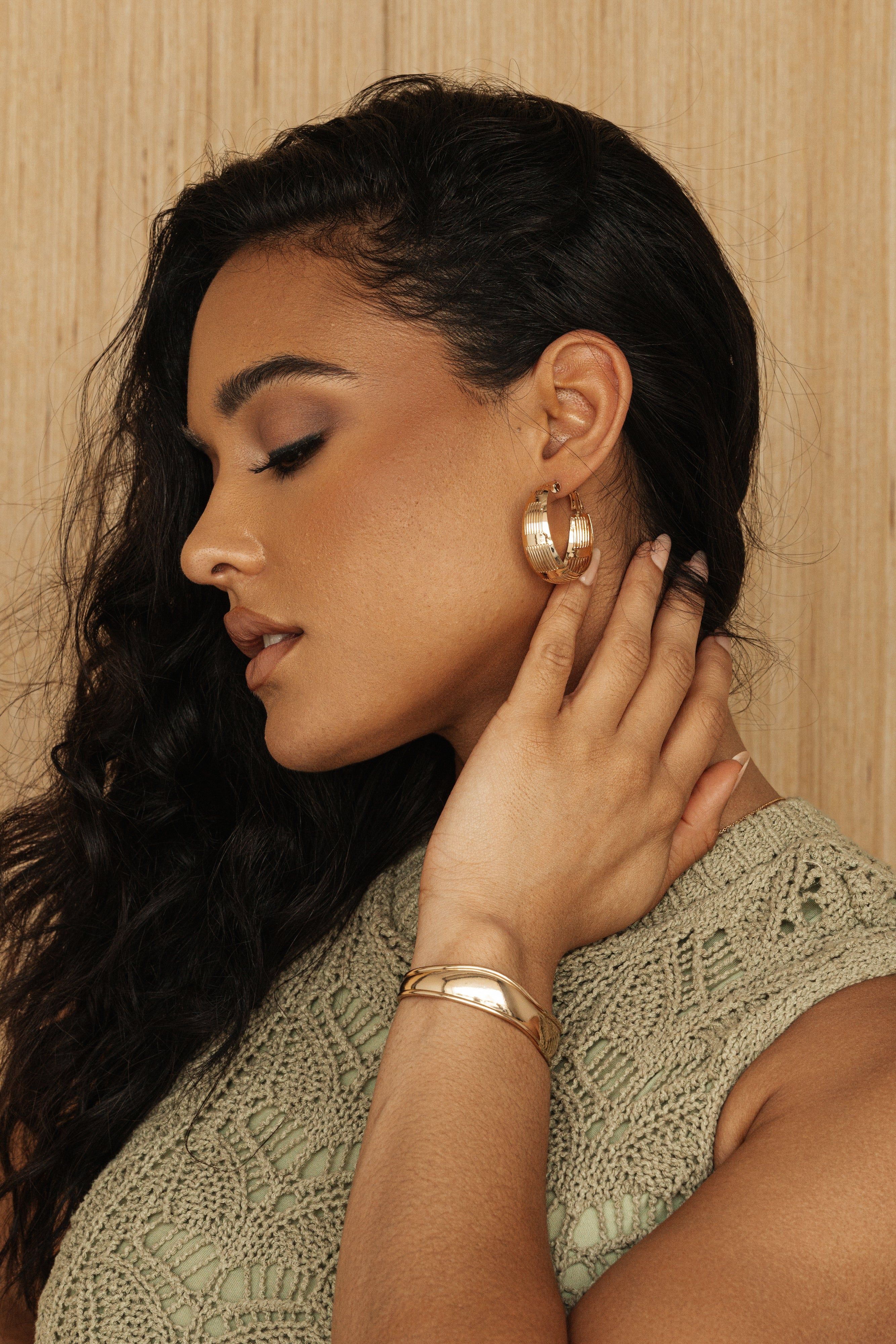 Gold Stelia Hoop Earrings sold by JLUXLABEL product image thumbnail 3