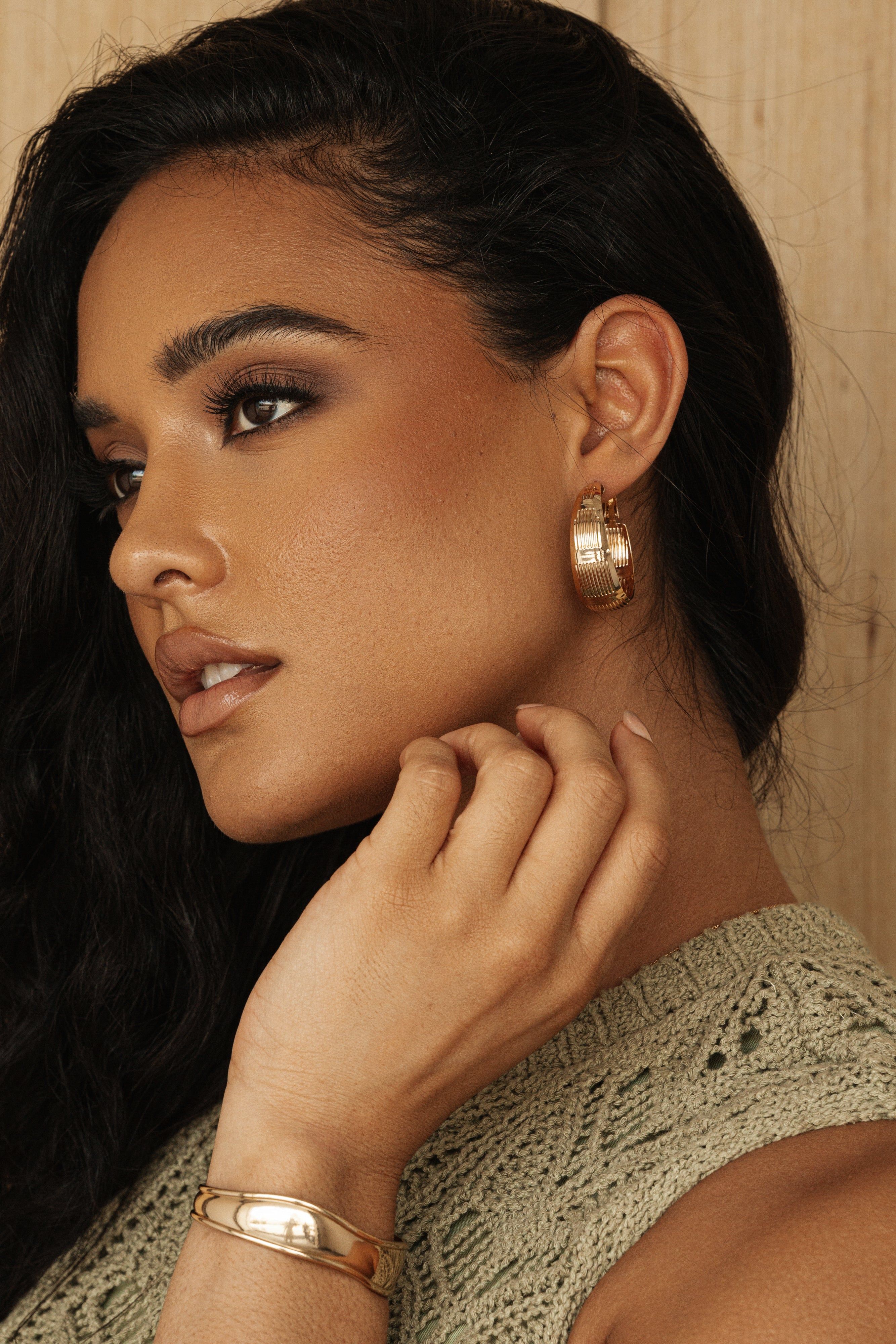 Gold Stelia Hoop Earrings sold by JLUXLABEL