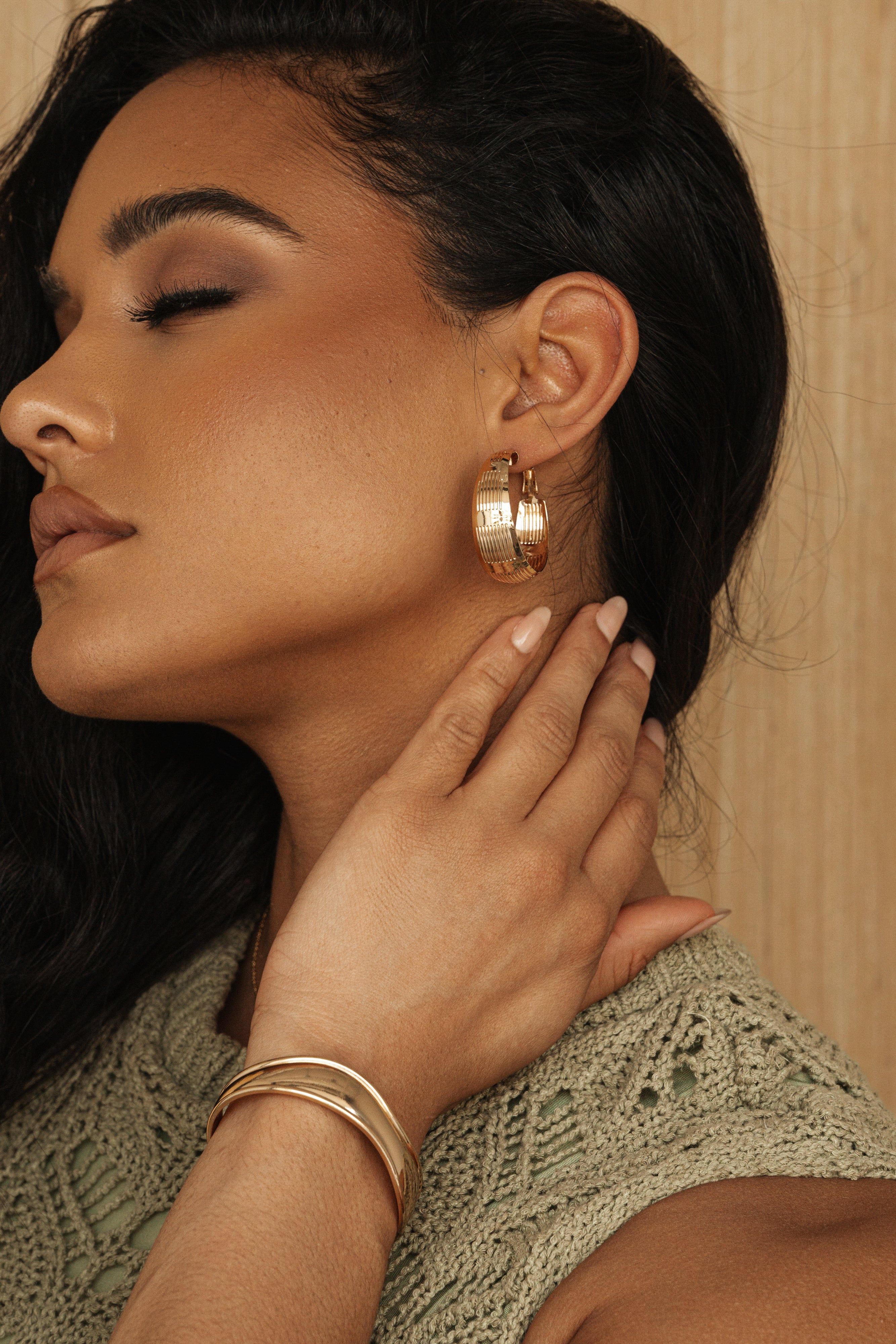 Gold Stelia Hoop Earrings sold by JLUXLABEL product image thumbnail 4