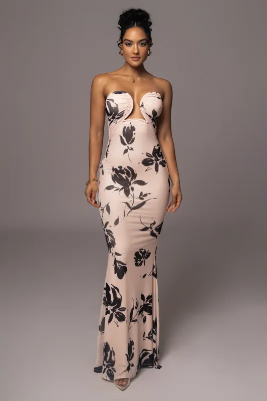 knee length dresses for ladies Black/Yellow Bethany Strapless Maxi Dress main image 1