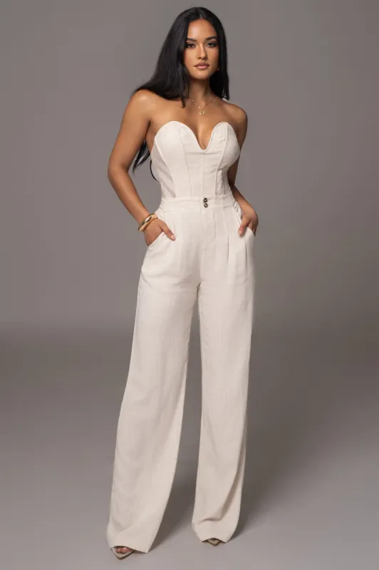 Beige Thea Linen Pants sold by JLUXLABEL