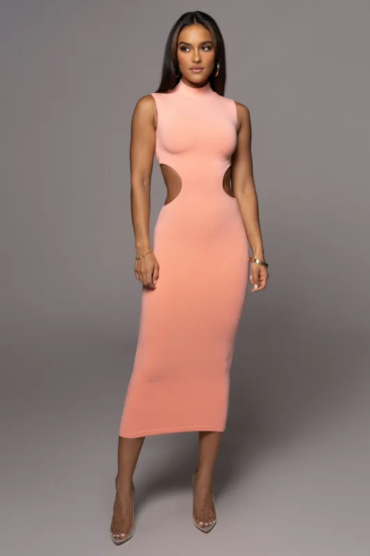 Peach Til Sunrise Midi Dress sold by JLUXLABEL