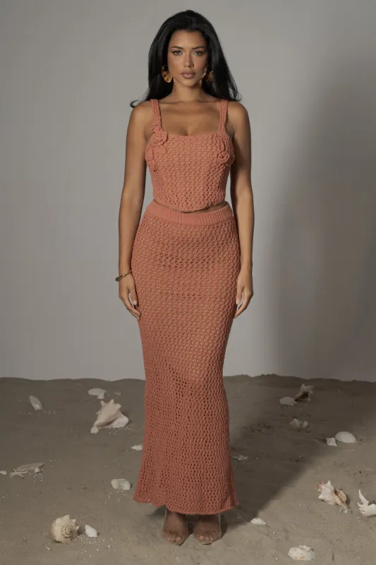 Terra Cotta Sea Depths Maxi Skirt sold by JLUXLABEL