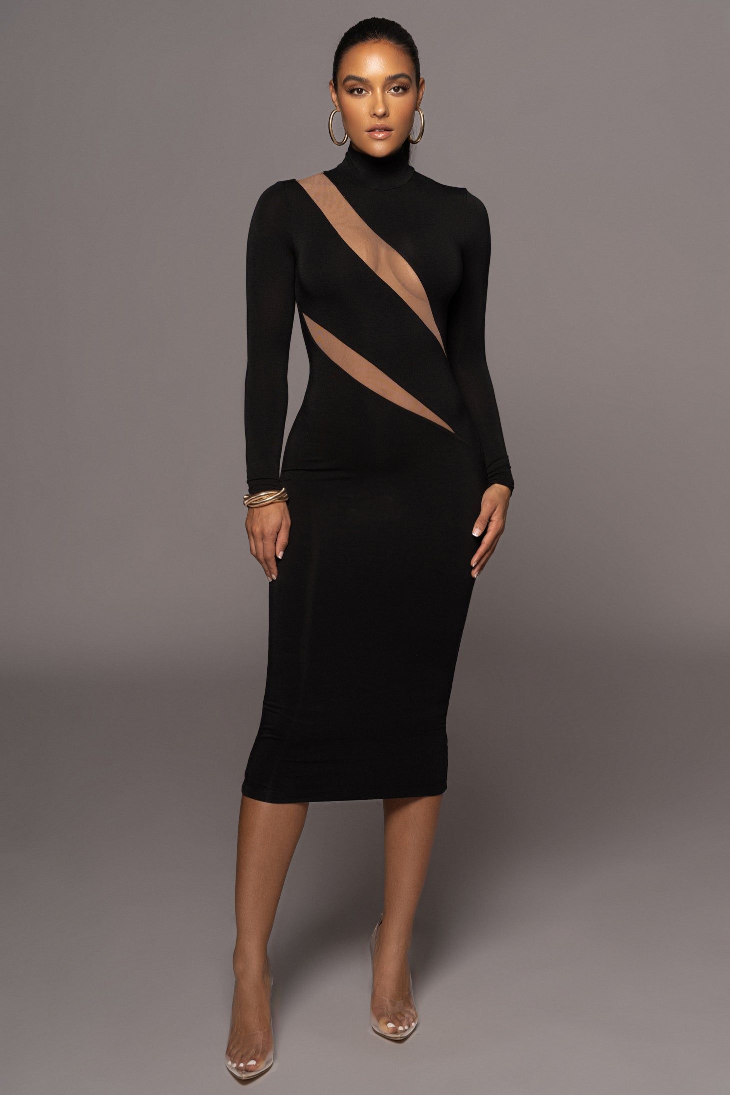 Black Abigail Midi Dress | Parallel