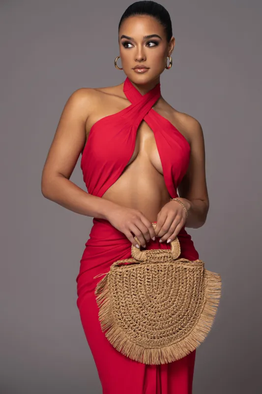 Tan Sun's Out Woven Handbag sold by JLUXLABEL