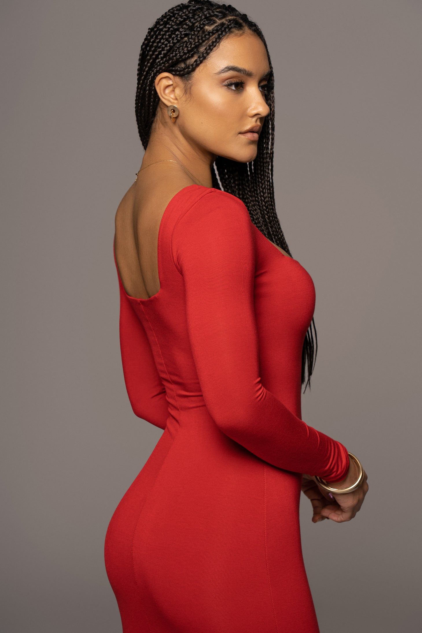 Red Madelyn Midi Dress sold by JLUXLABEL product image thumbnail 6