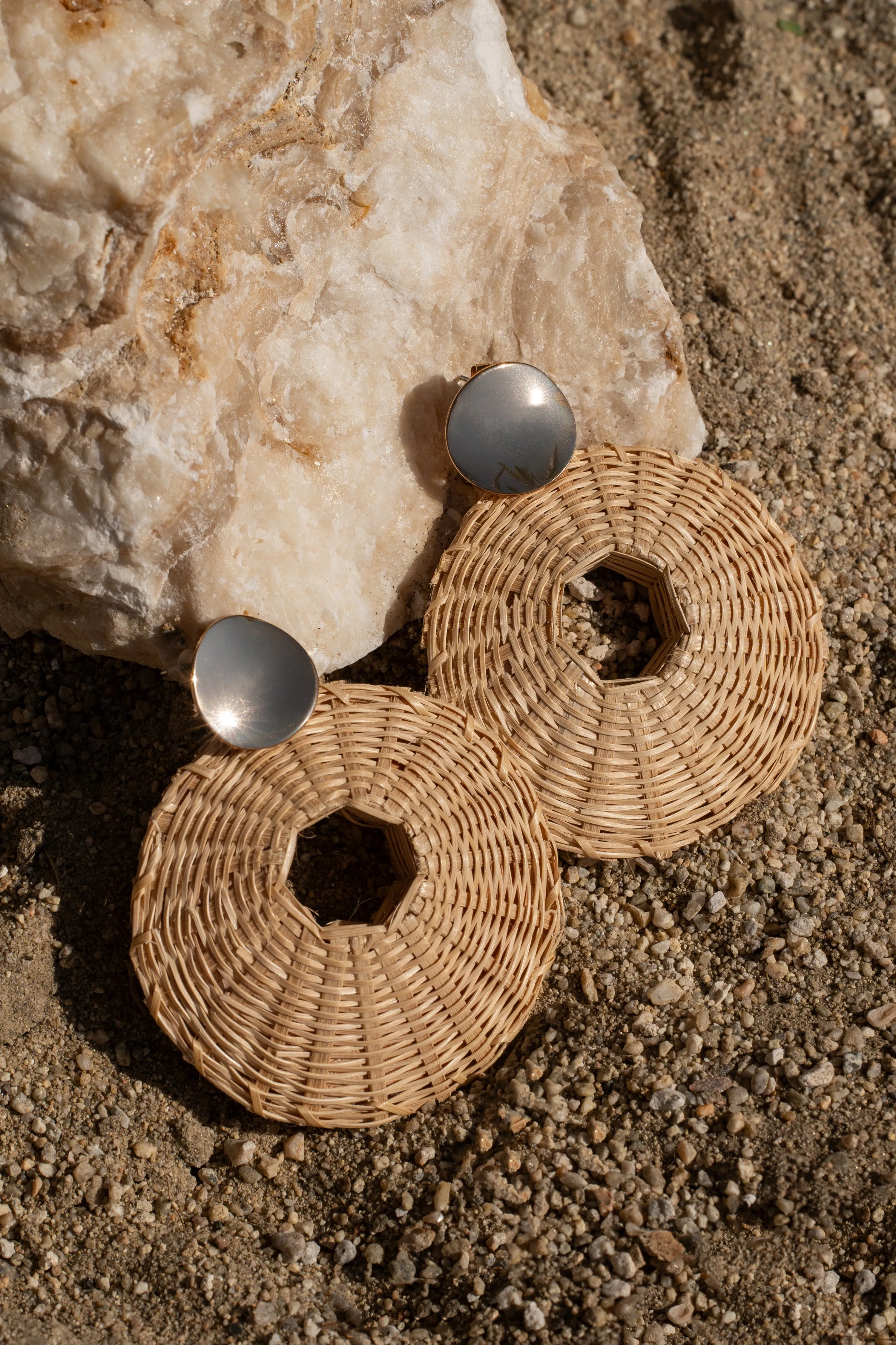 Natural Raffia Circular Dangle Earrings sold by JLUXLABEL
