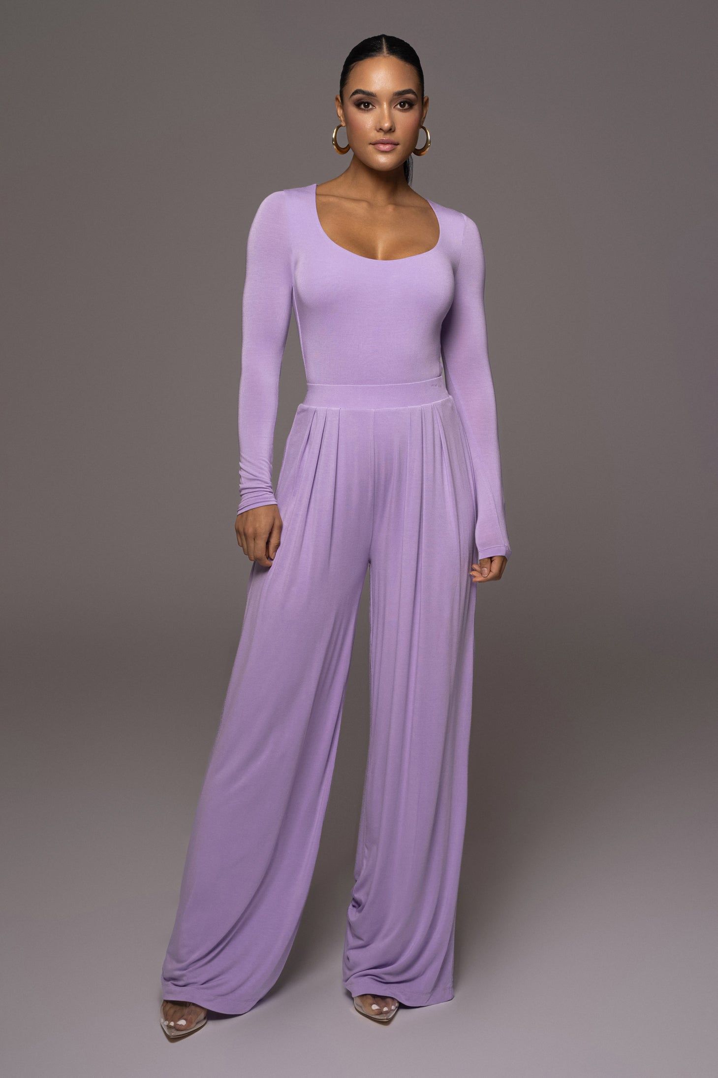 Jluxbasix Lilac Devyn Wide Leg Pants sold by JLUXLABEL product image thumbnail 3