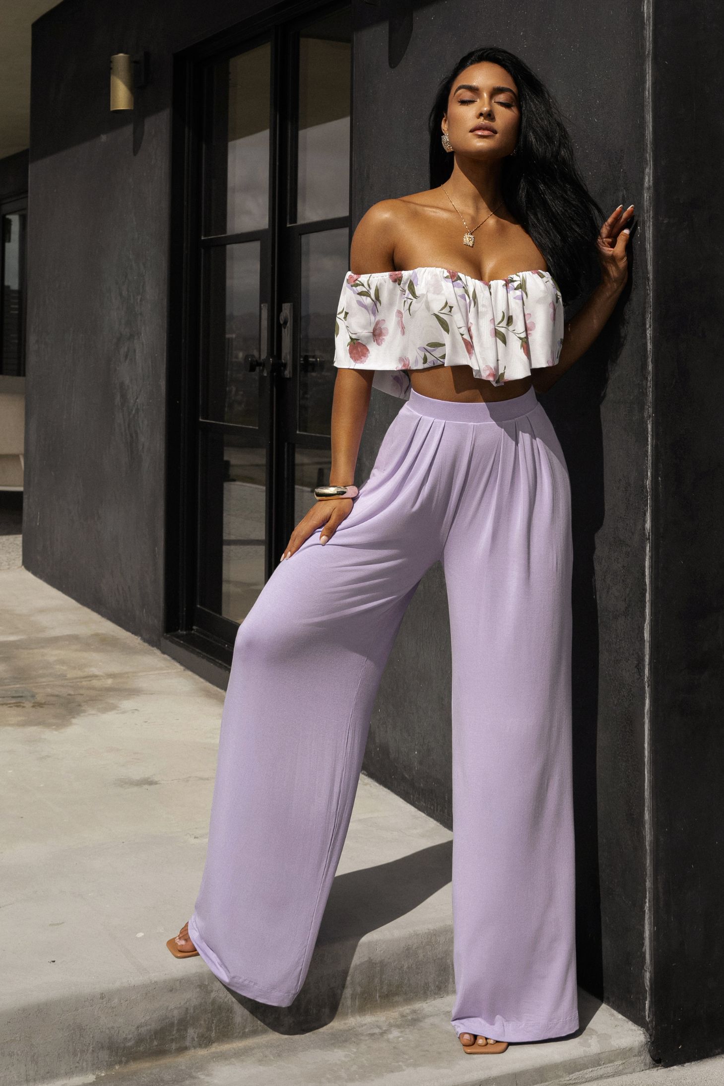 Jluxbasix Lilac Devyn Wide Leg Pants sold by JLUXLABEL product image thumbnail 4