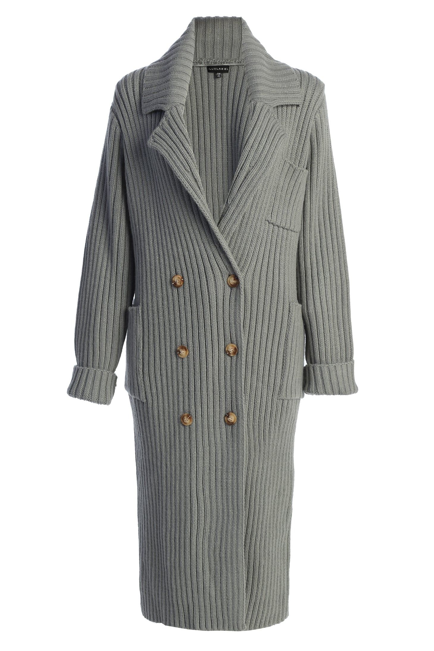 Heather Grey On My Own Longline Knit Coat sold by JLUXLABEL product image thumbnail 3