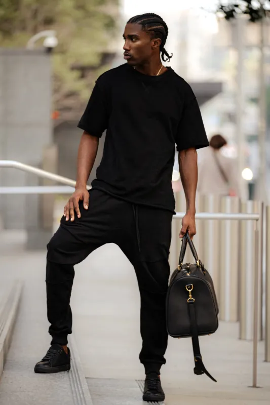 Black Logan Raw Edge Tee sold by JLUXLABEL