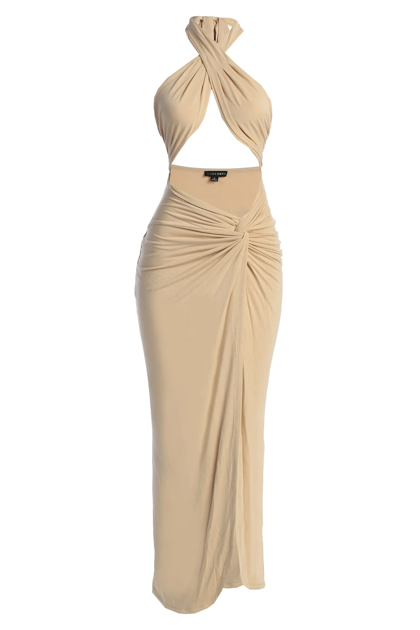 Tan Tamara Halter Midi Dress sold by JLUXLABEL product image thumbnail 2
