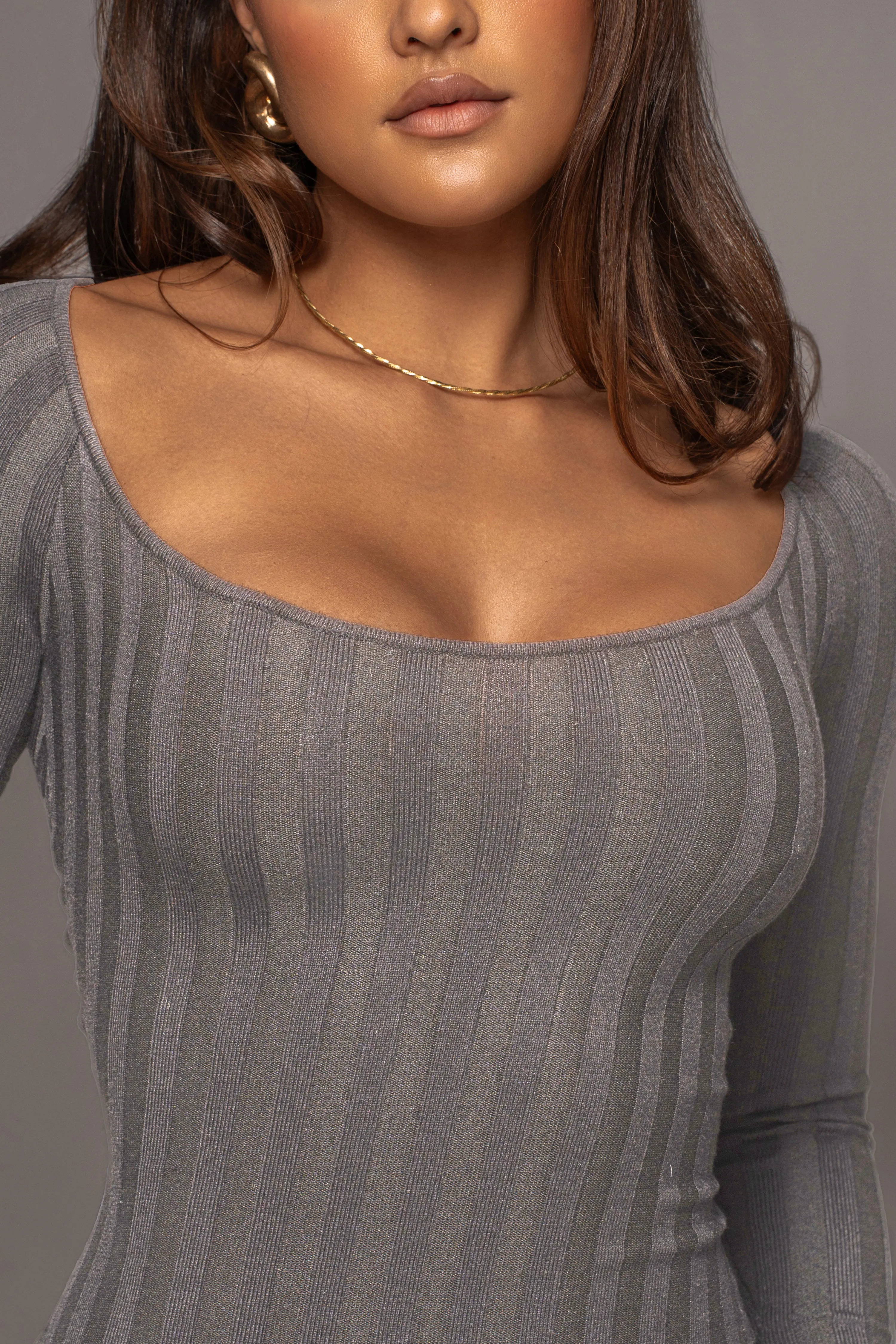 Grey Danni Ribbed Maxi Dress sold by JLUXLABEL product image thumbnail 3