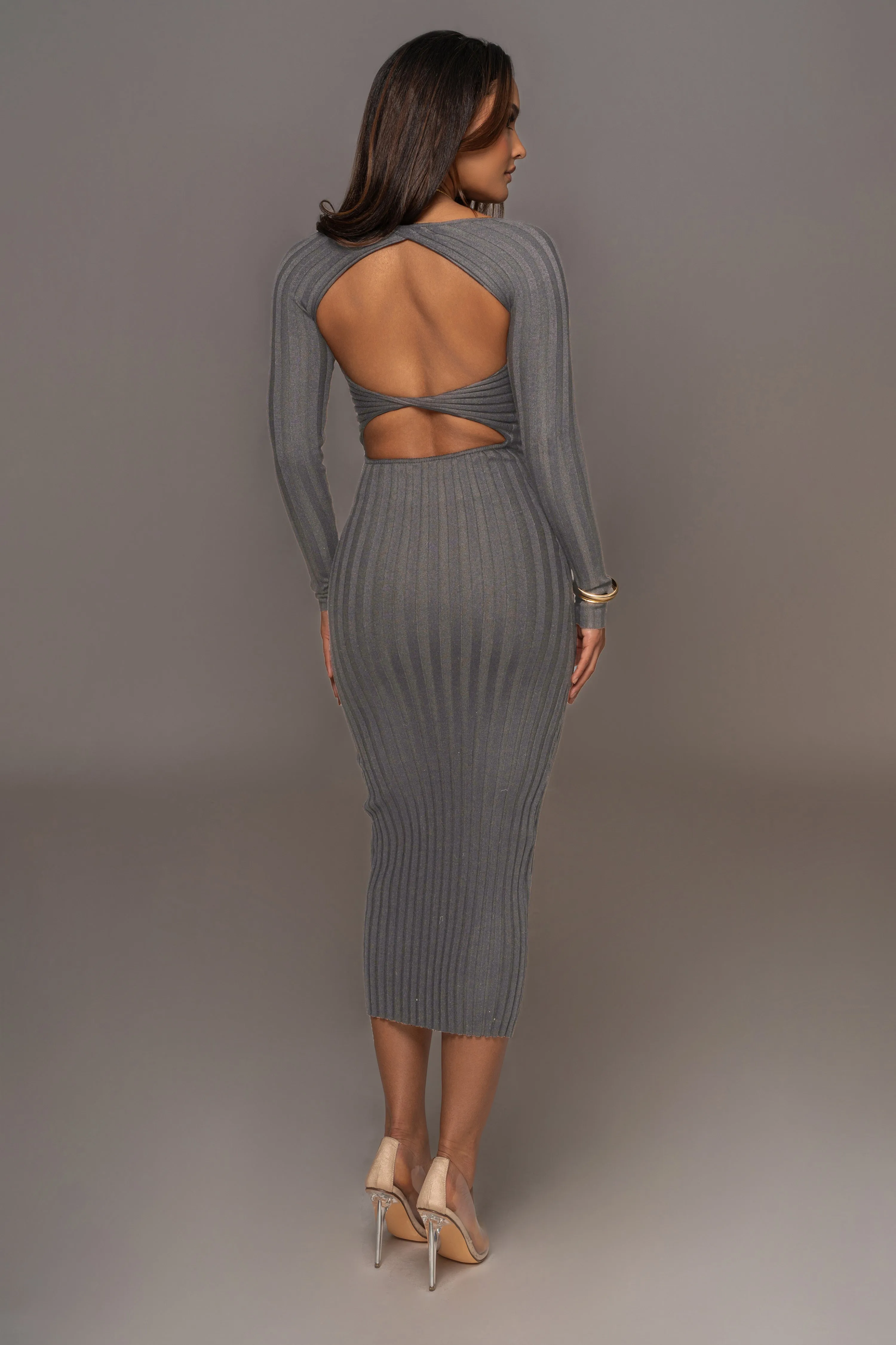 Grey Danni Ribbed Maxi Dress sold by JLUXLABEL