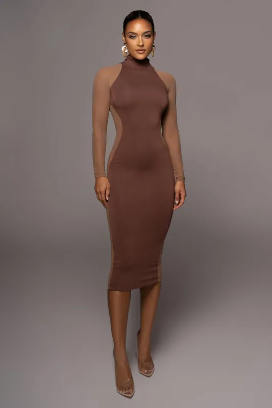Chocolate Afterglow Midi Dress sold by JLUXLABEL