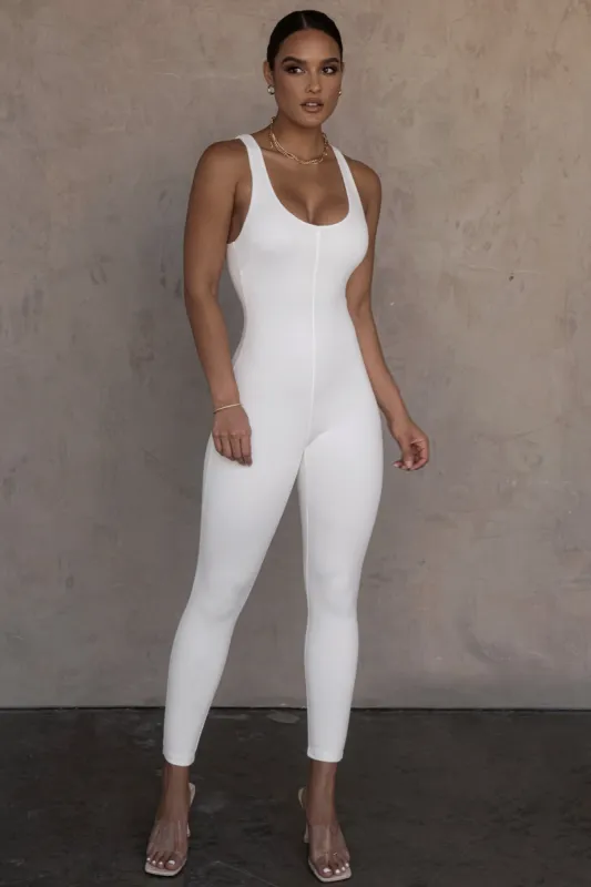 White Alo Double Layer Jumpsuit sold by JLUXLABEL