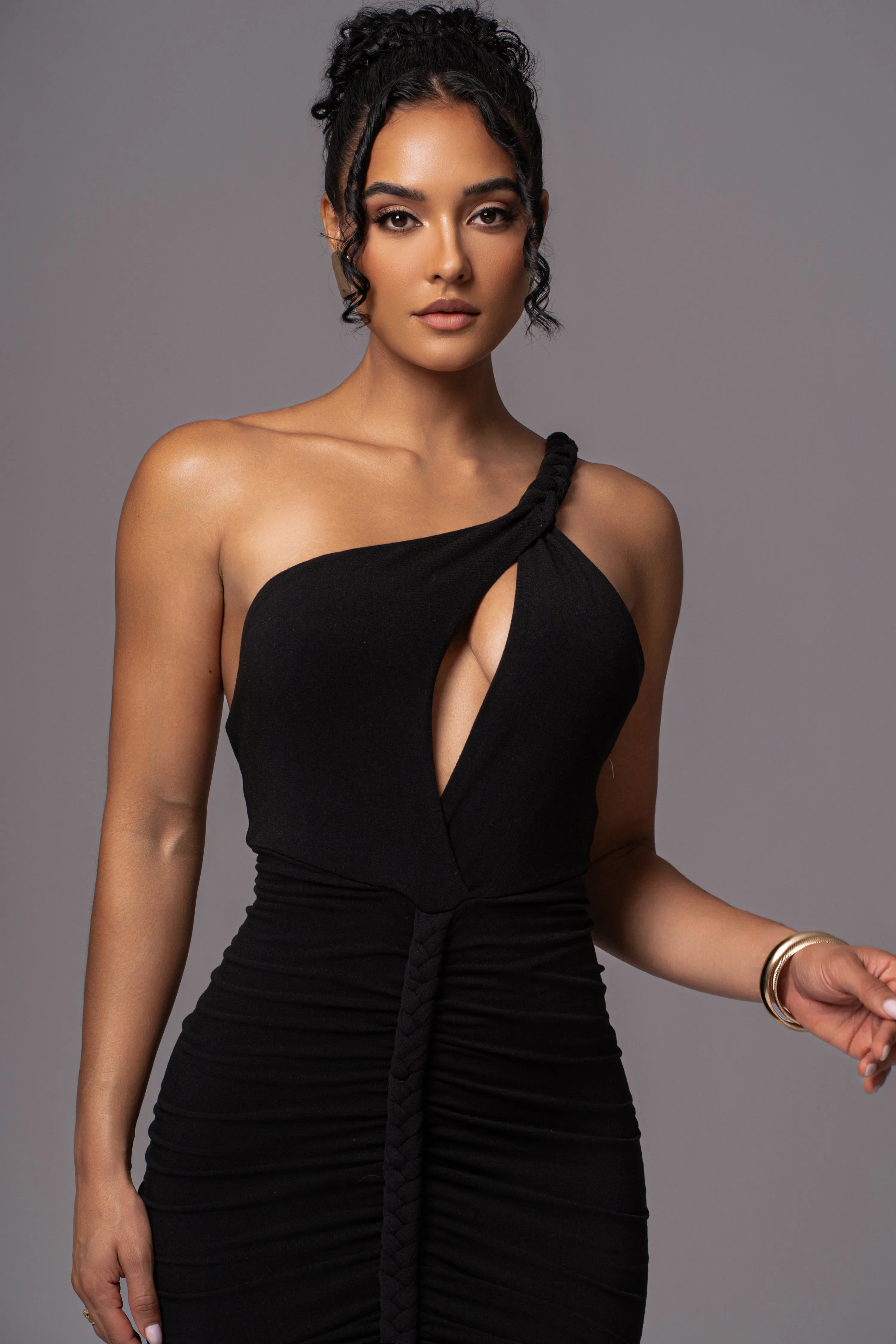 Black Jess Ruched Midi Dress sold by JLUXLABEL product image thumbnail 4