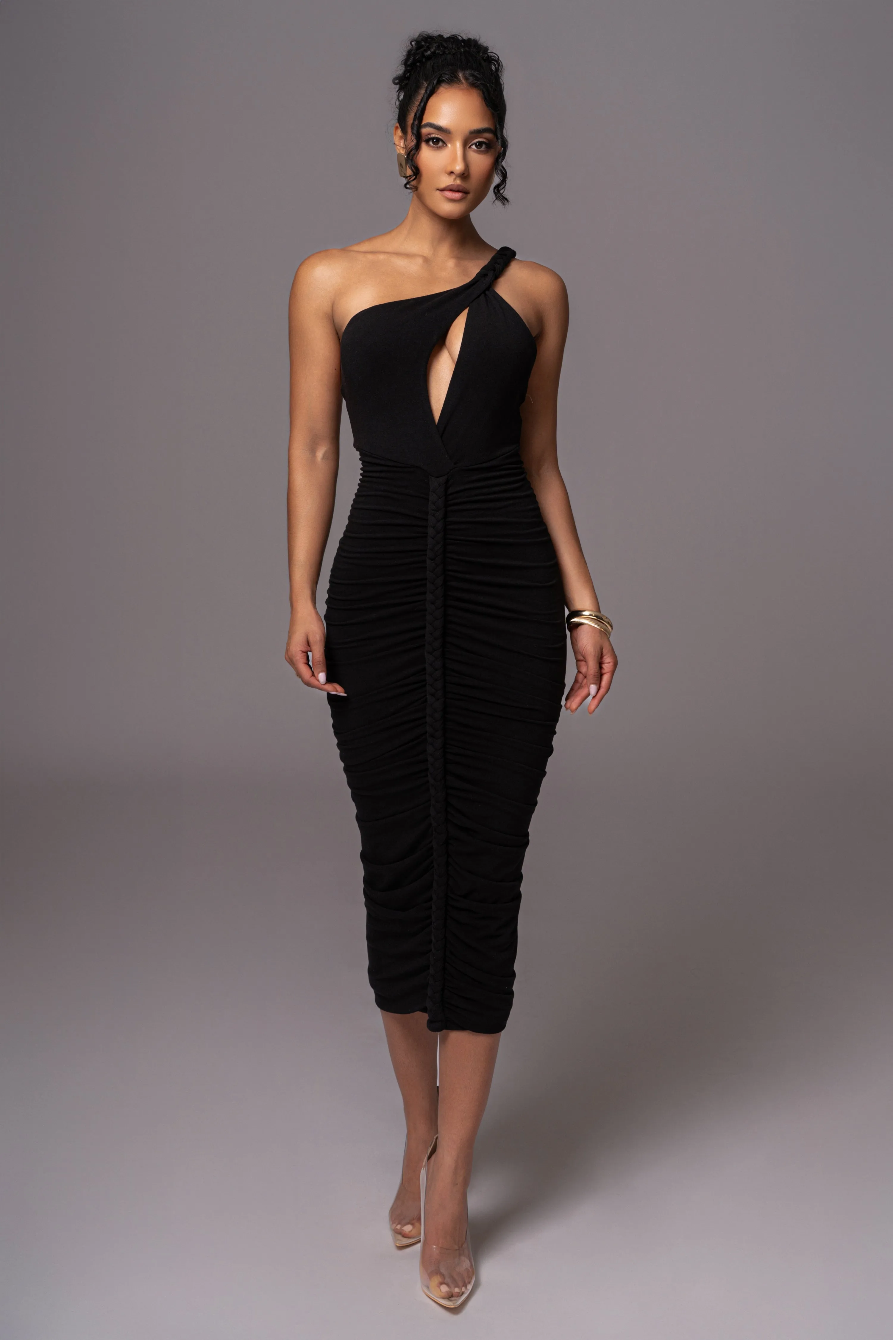 Black Jess Ruched Midi Dress sold by JLUXLABEL product image thumbnail 3