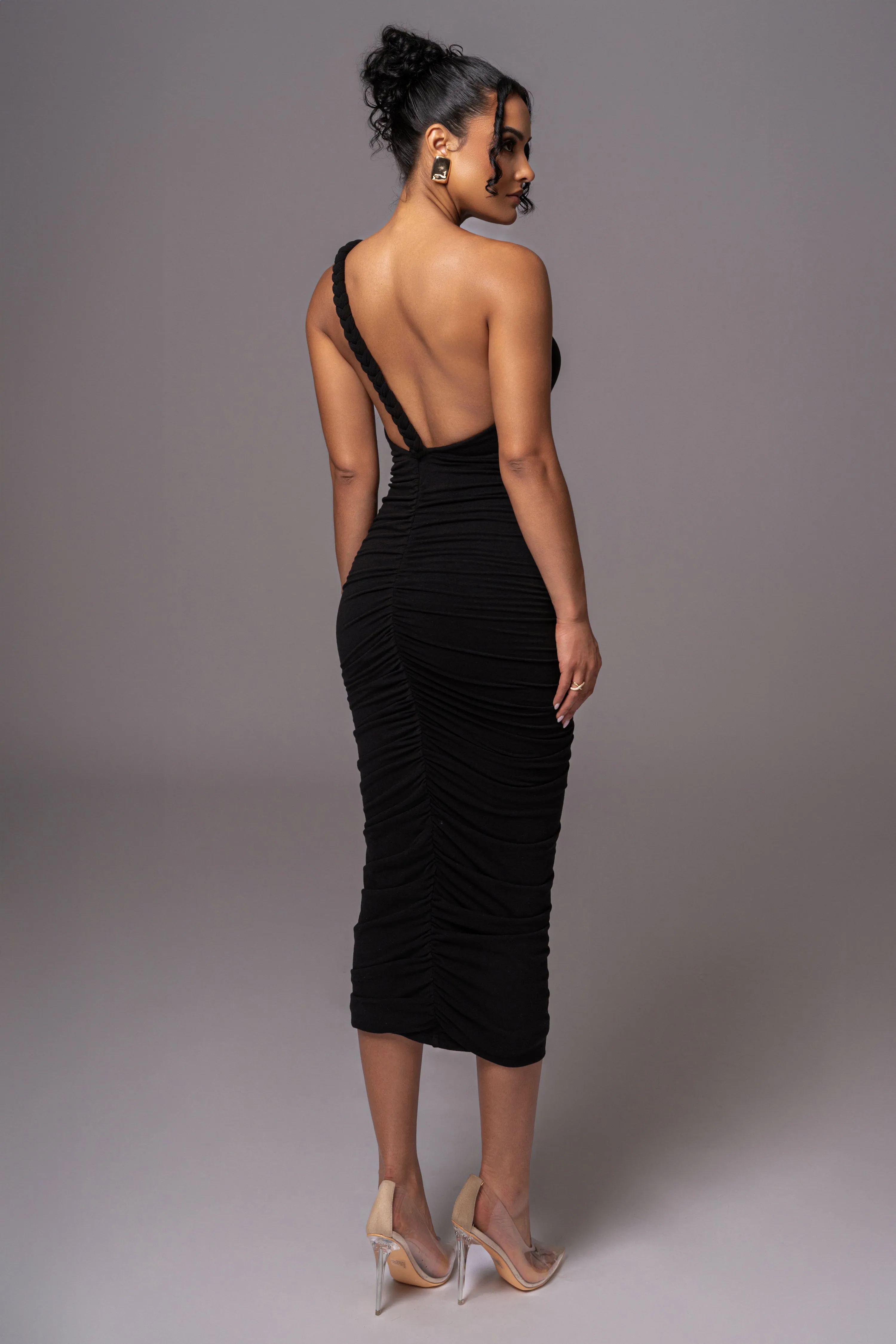 Black Jess Ruched Midi Dress sold by JLUXLABEL product image thumbnail 2