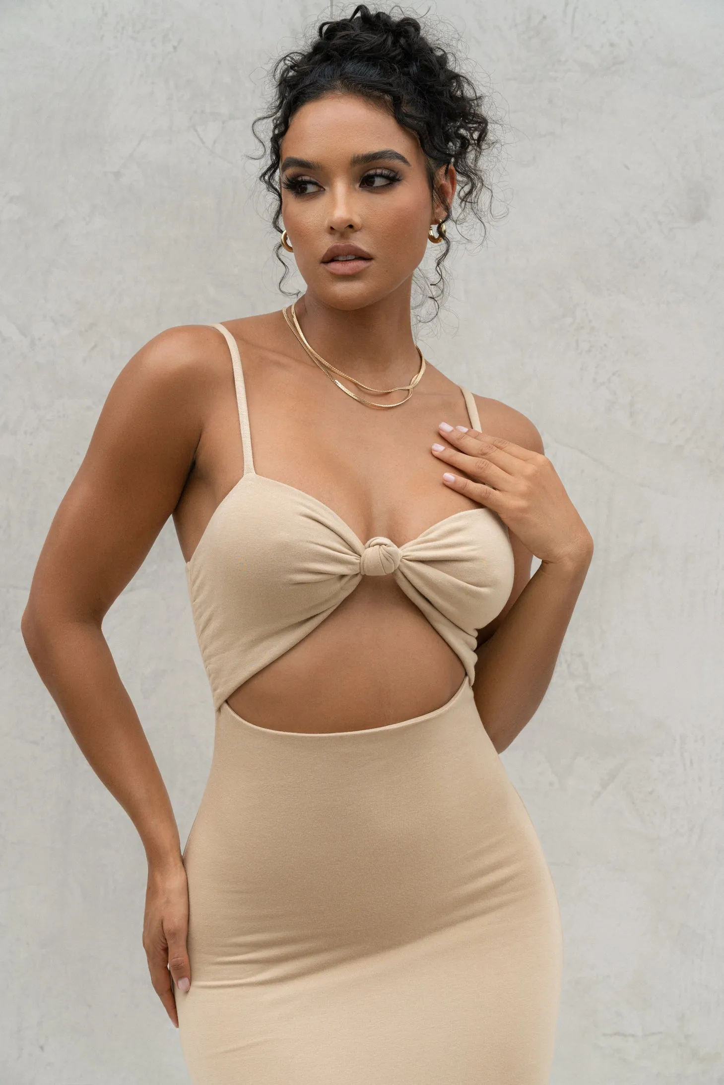 Beige Midnight Memories Midi Dress sold by JLUXLABEL product image thumbnail 3